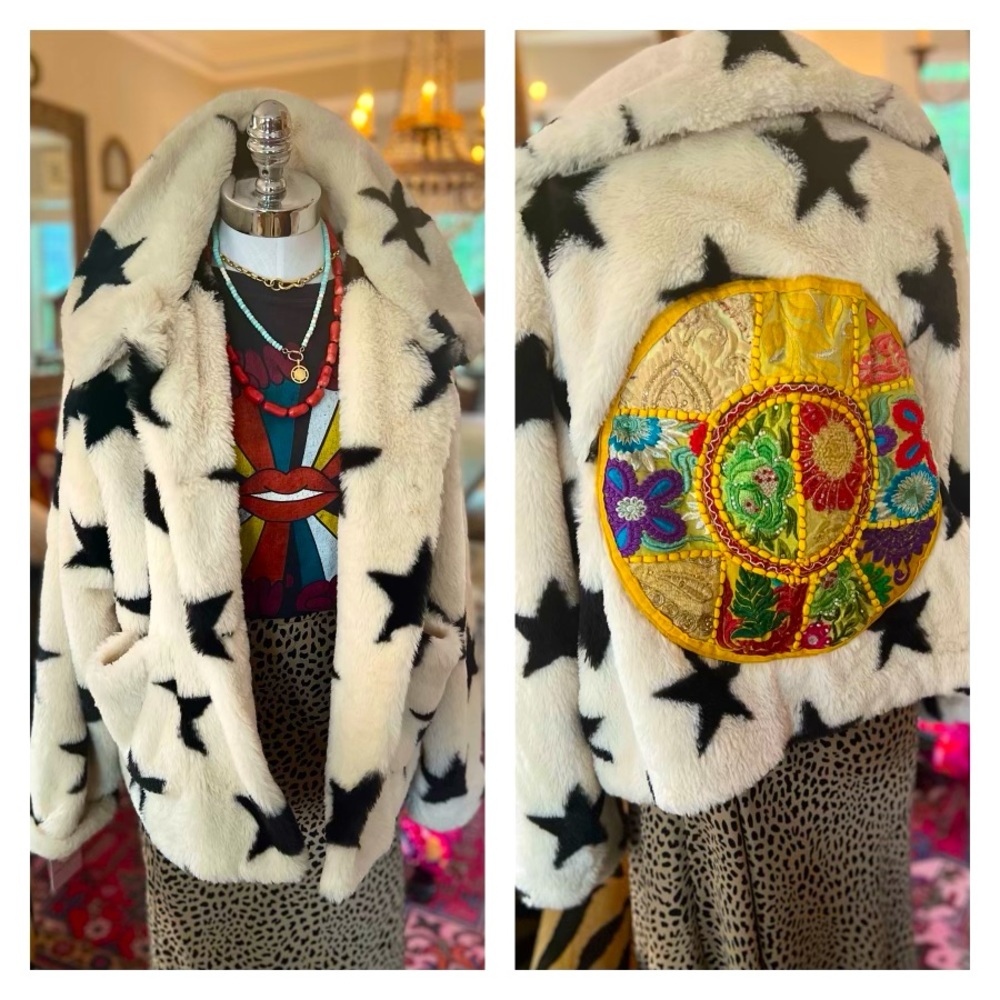 Reworked Faux Fur Boho Jacket